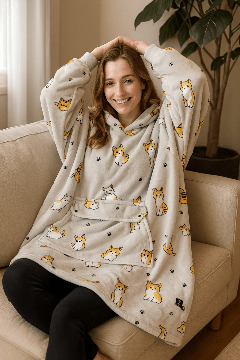WarmHug - Manta Aquecida com Capuz Oversized com Tecnologia de Autoaquecimento USB
