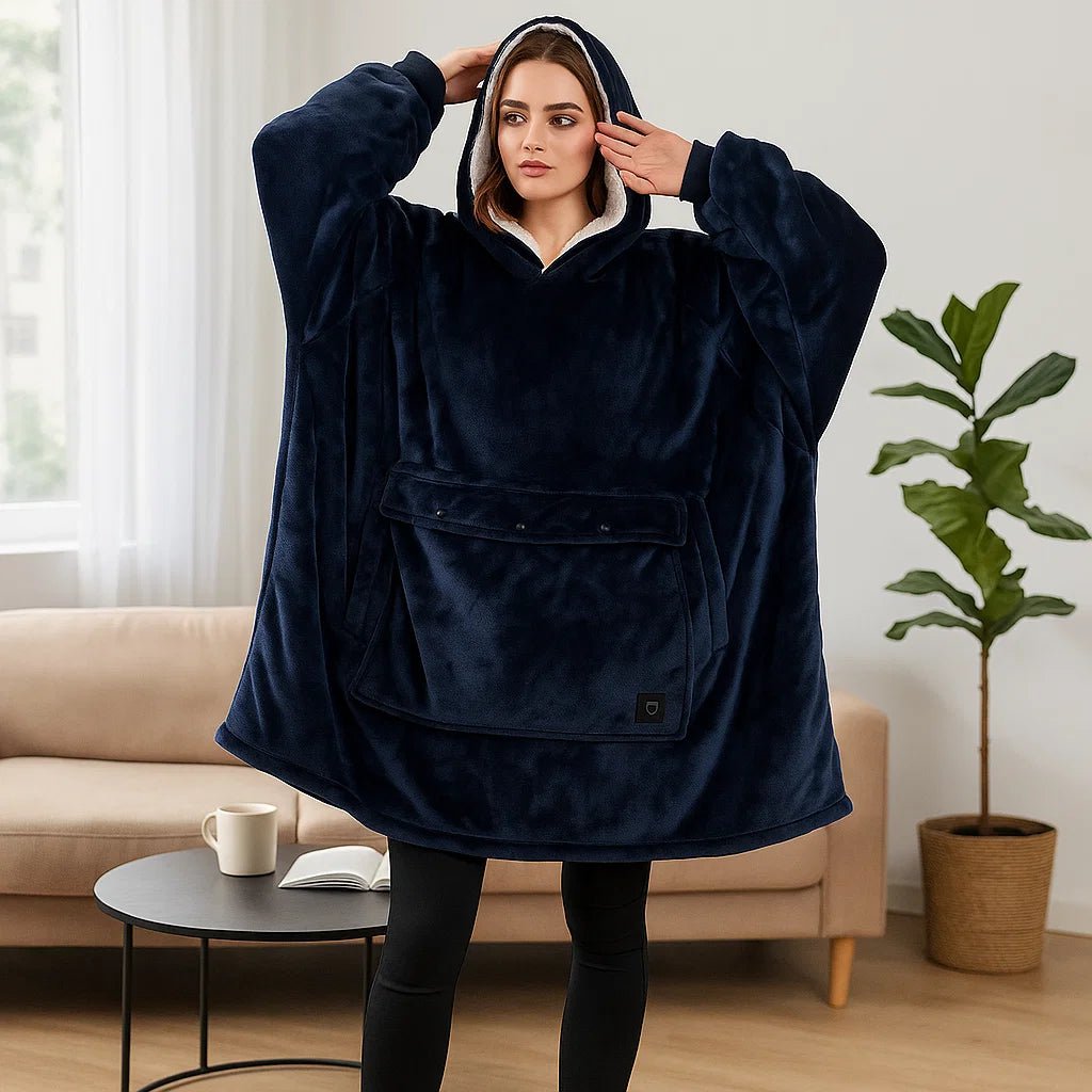 WarmHug - Manta Aquecida com Capuz Oversized com Tecnologia de Autoaquecimento USB