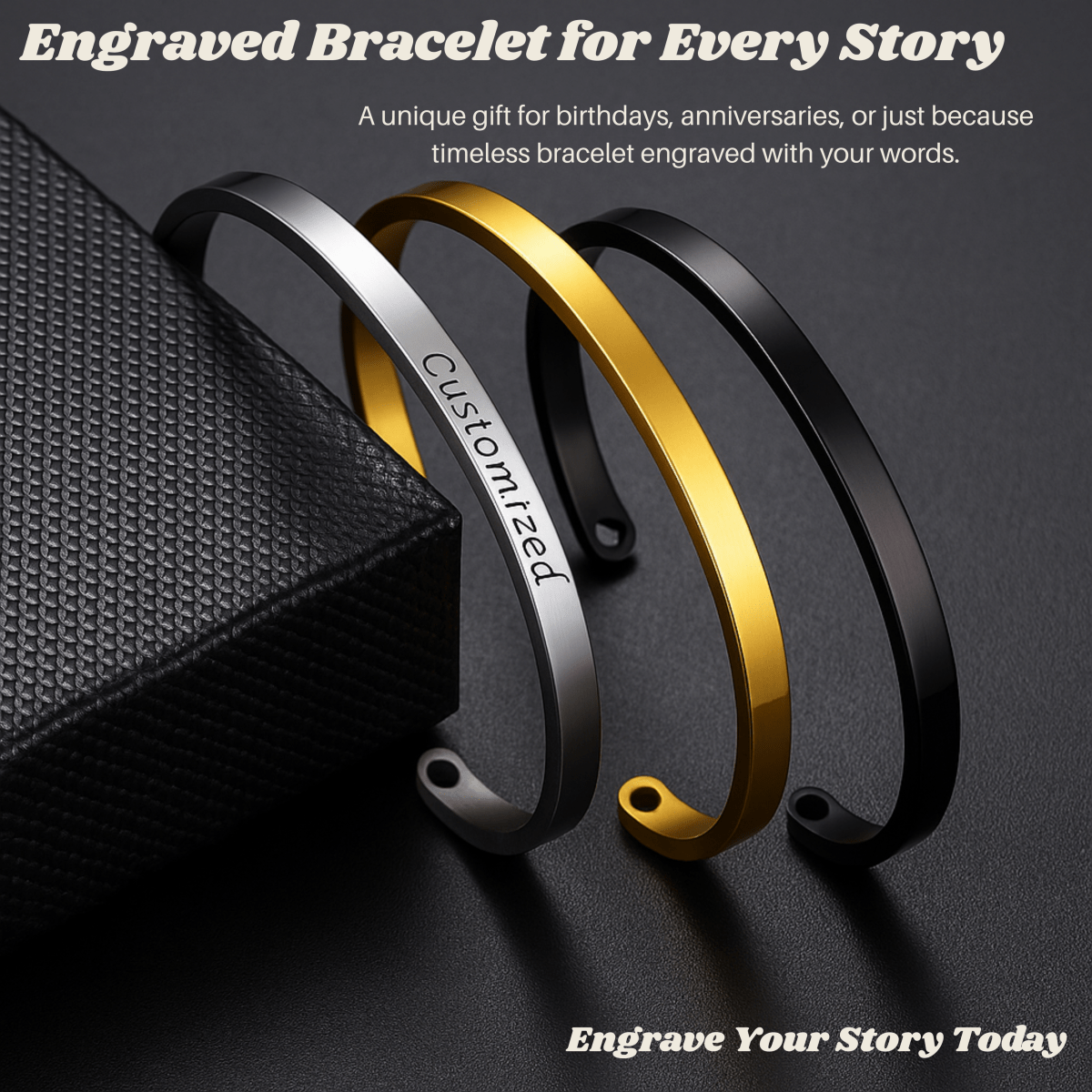 ENGRAVIA – Bracelet gravé personnalisé en acier inoxydable