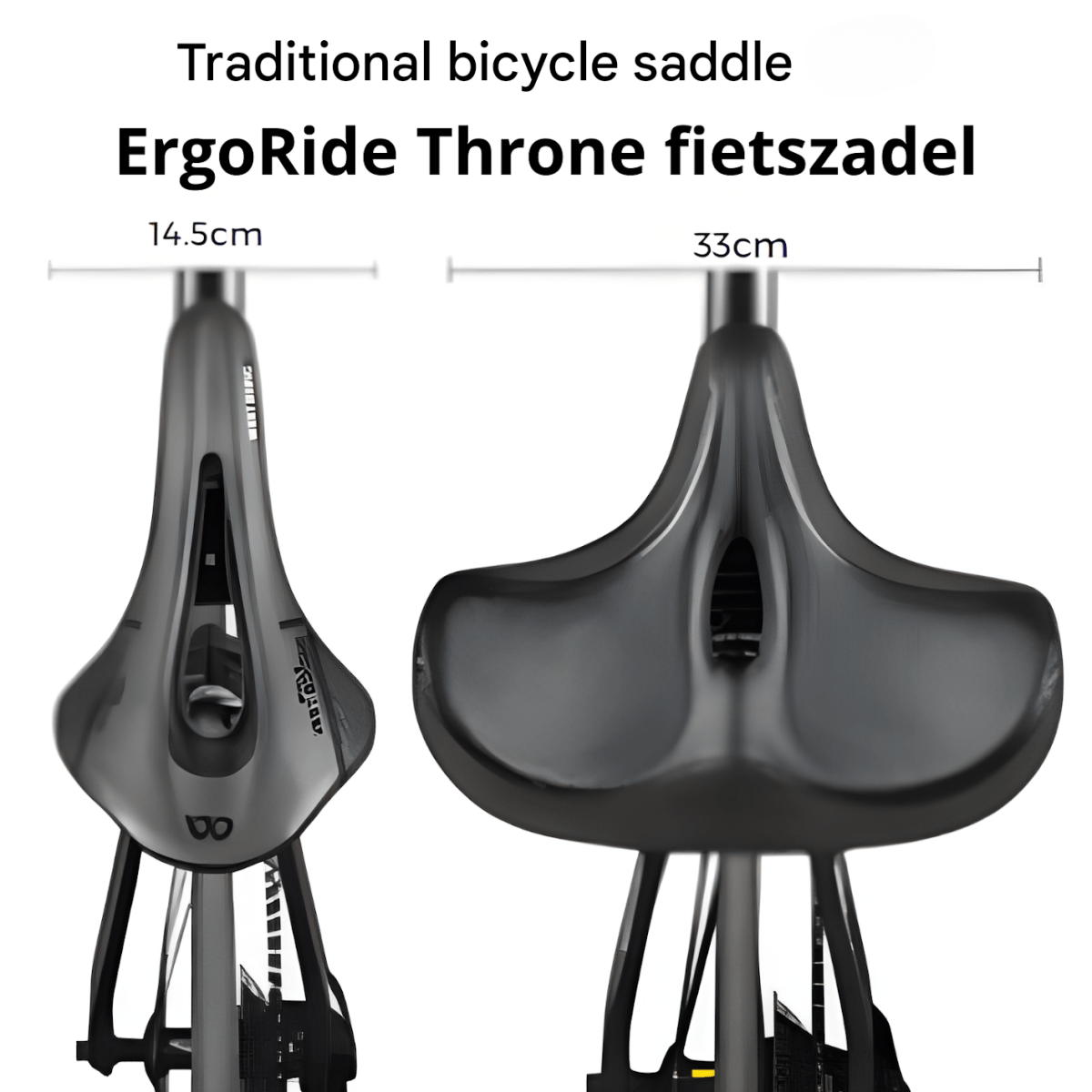 Ergorid Thron Fietszadel – Ergonomisch, Weerbestendig Comfort voor Mannen & Vrouwen