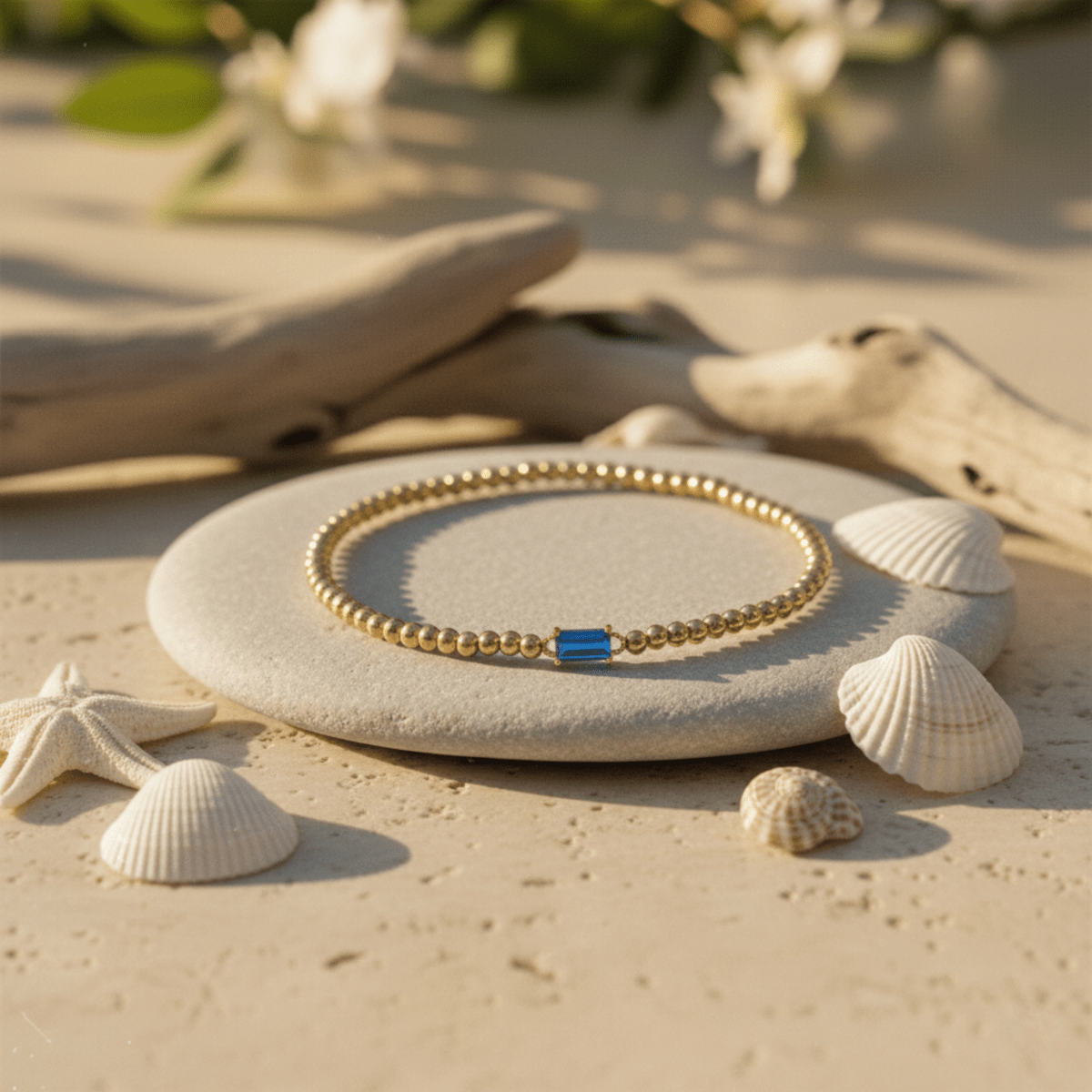 Bracelet en pierre de naissance en or avec un design élégant à perles pour un style personnalisé