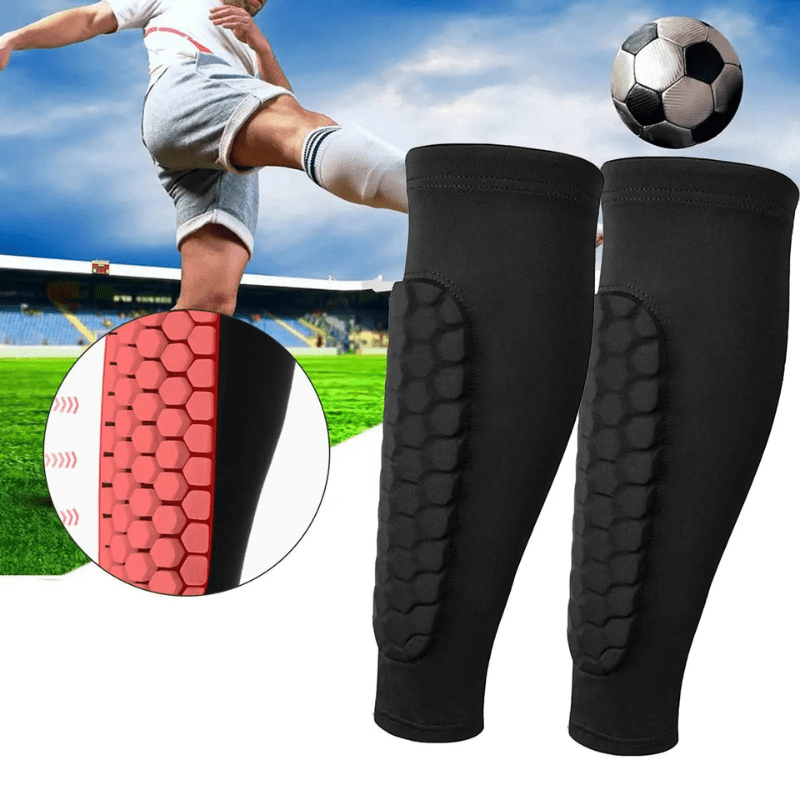 EliteGuard Pro Honeycomb Shin Guards | Durable soccer compression sleeves for enhanced safety and mobility