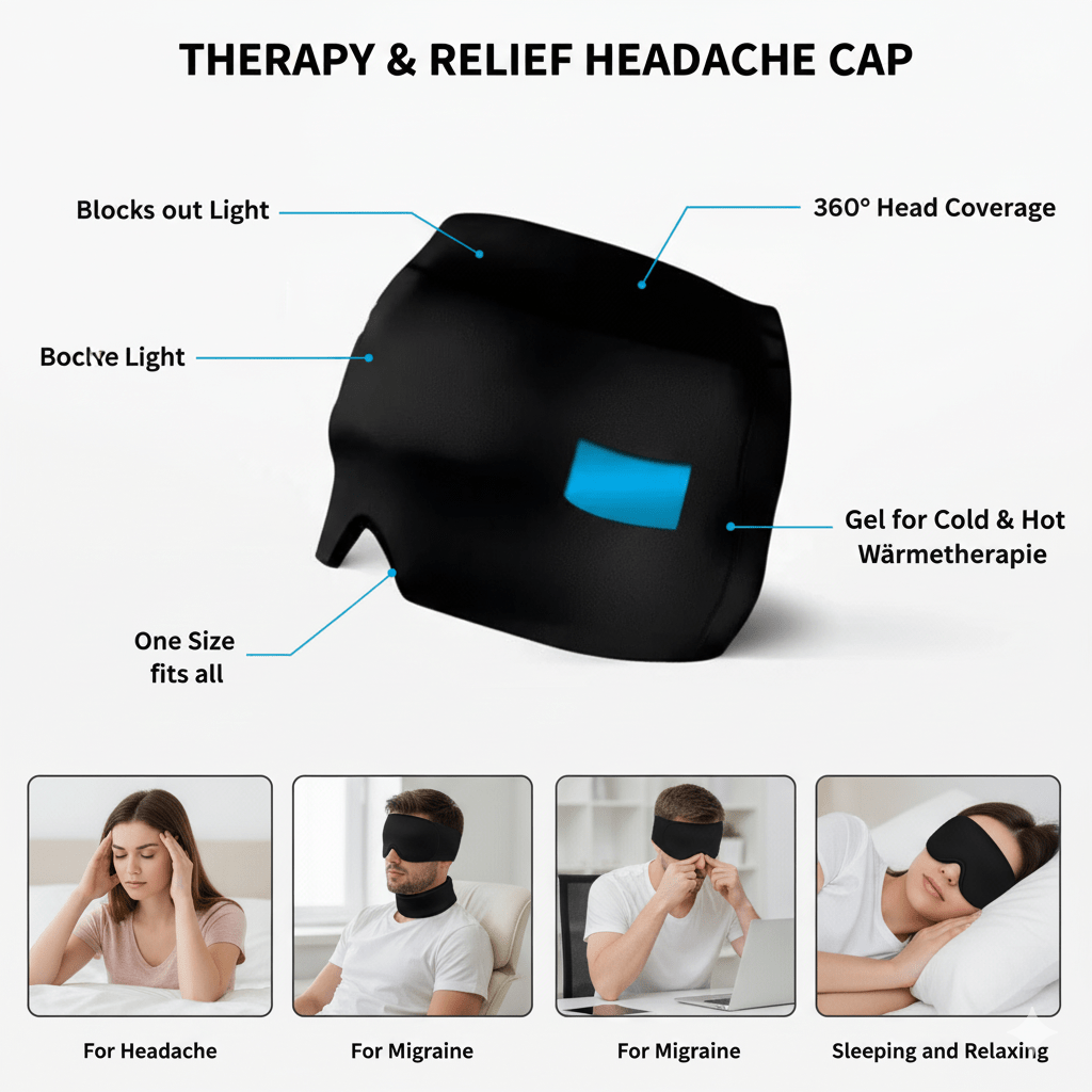 HEADCOOL – Máscara de terapia caliente y fría para aliviar dolores de cabeza y migrañas