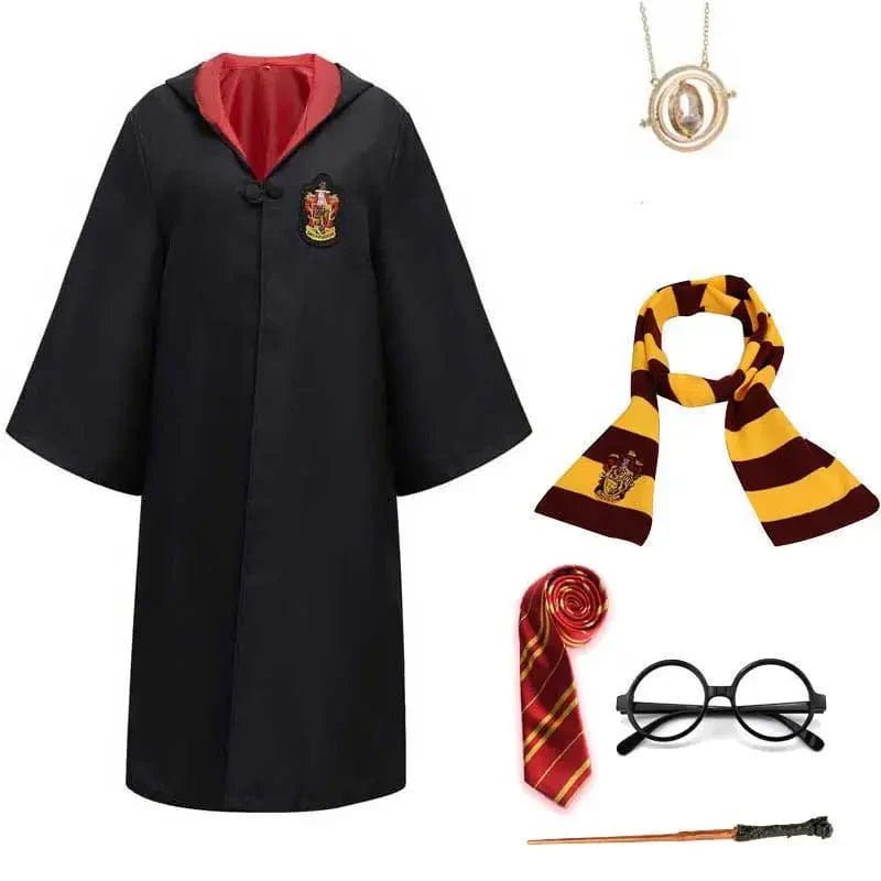 Complete Harry Potter Costume Set with Hogwarts Robe, Wand, Scarf & Glasses 2