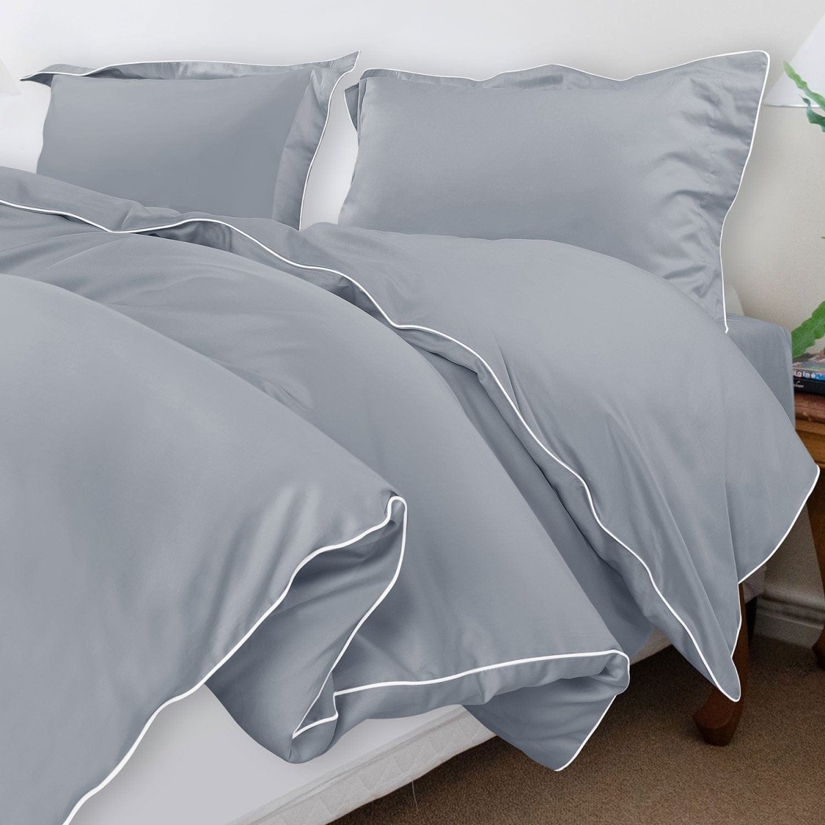 ITALIANEVE – Juego de ropa de cama de algodón 500 TC con funda nórdica y fundas de almohada
