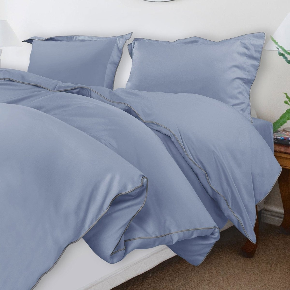 ITALIANEVE – Juego de ropa de cama de algodón 500 TC con funda nórdica y fundas de almohada