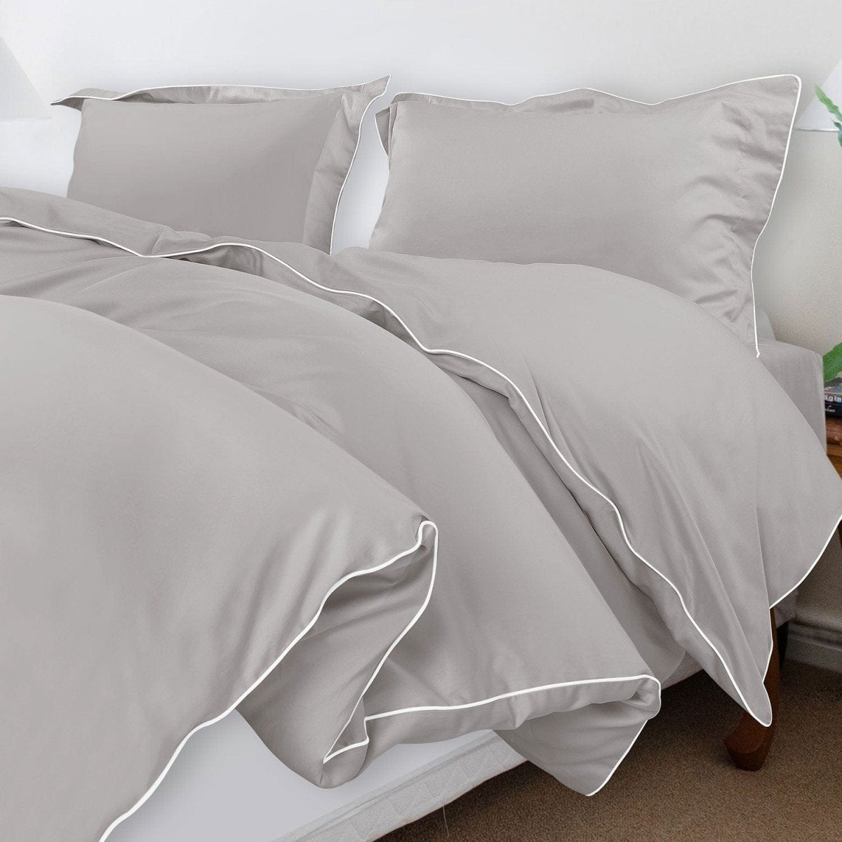 ITALIANEVE – Juego de ropa de cama de algodón 500 TC con funda nórdica y fundas de almohada