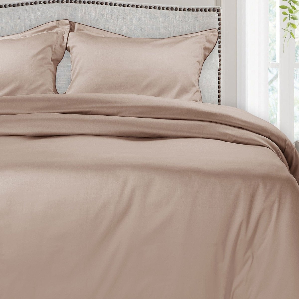ITALIANEVE – Juego de ropa de cama de algodón 500 TC con funda nórdica y fundas de almohada