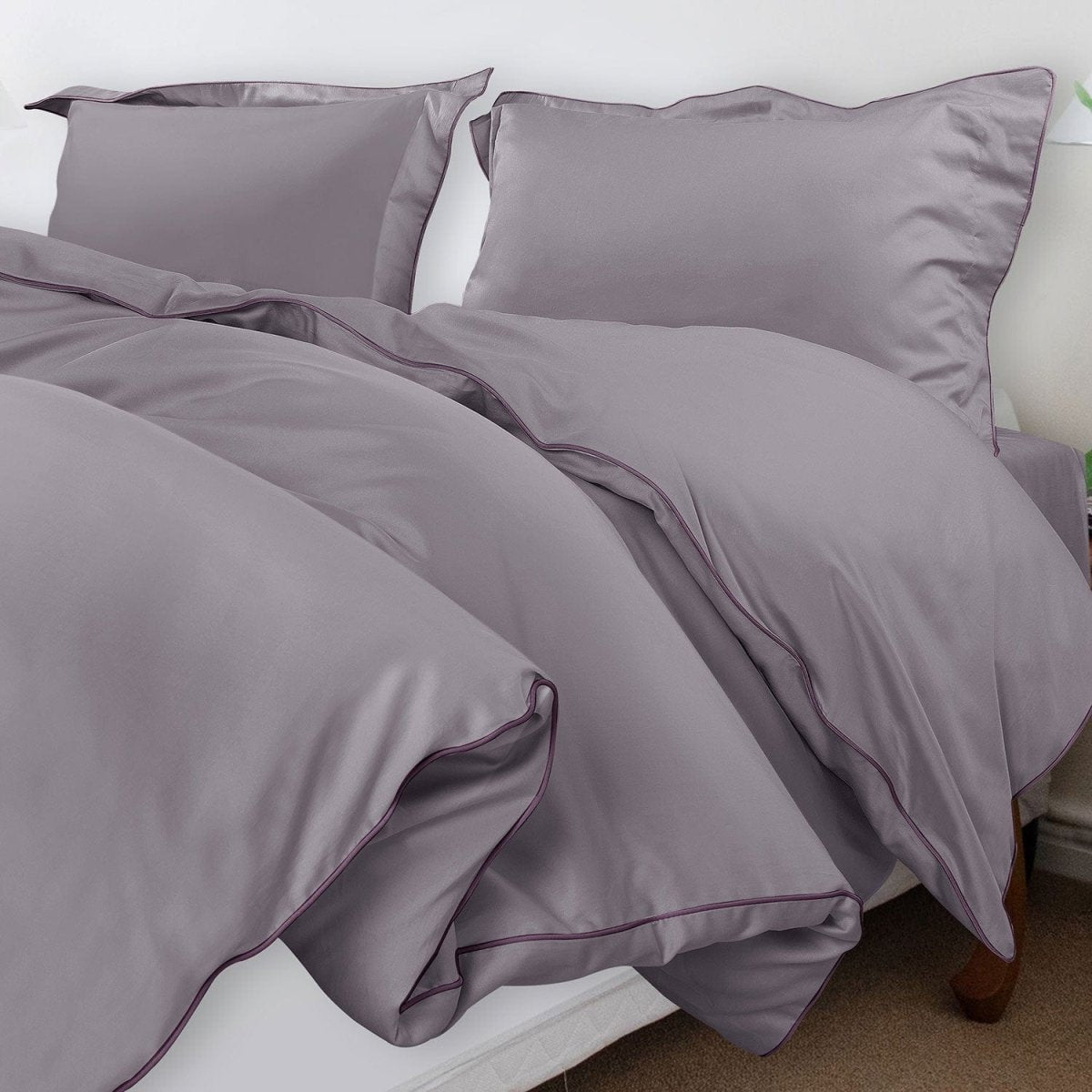 ITALIANEVE – Juego de ropa de cama de algodón 500 TC con funda nórdica y fundas de almohada
