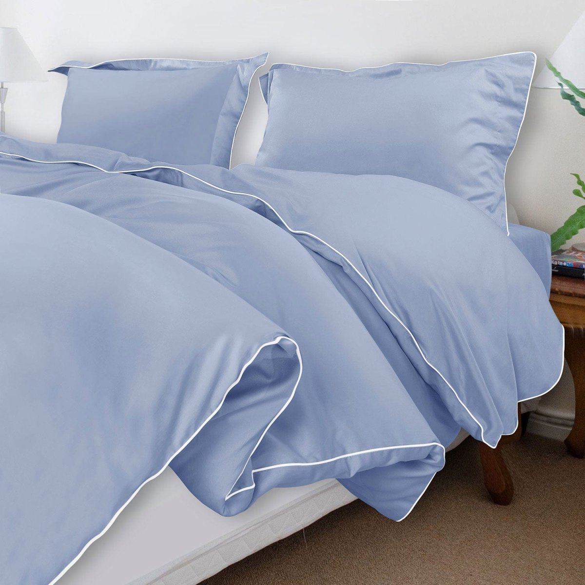 ITALIANEVE – Juego de ropa de cama de algodón 500 TC con funda nórdica y fundas de almohada