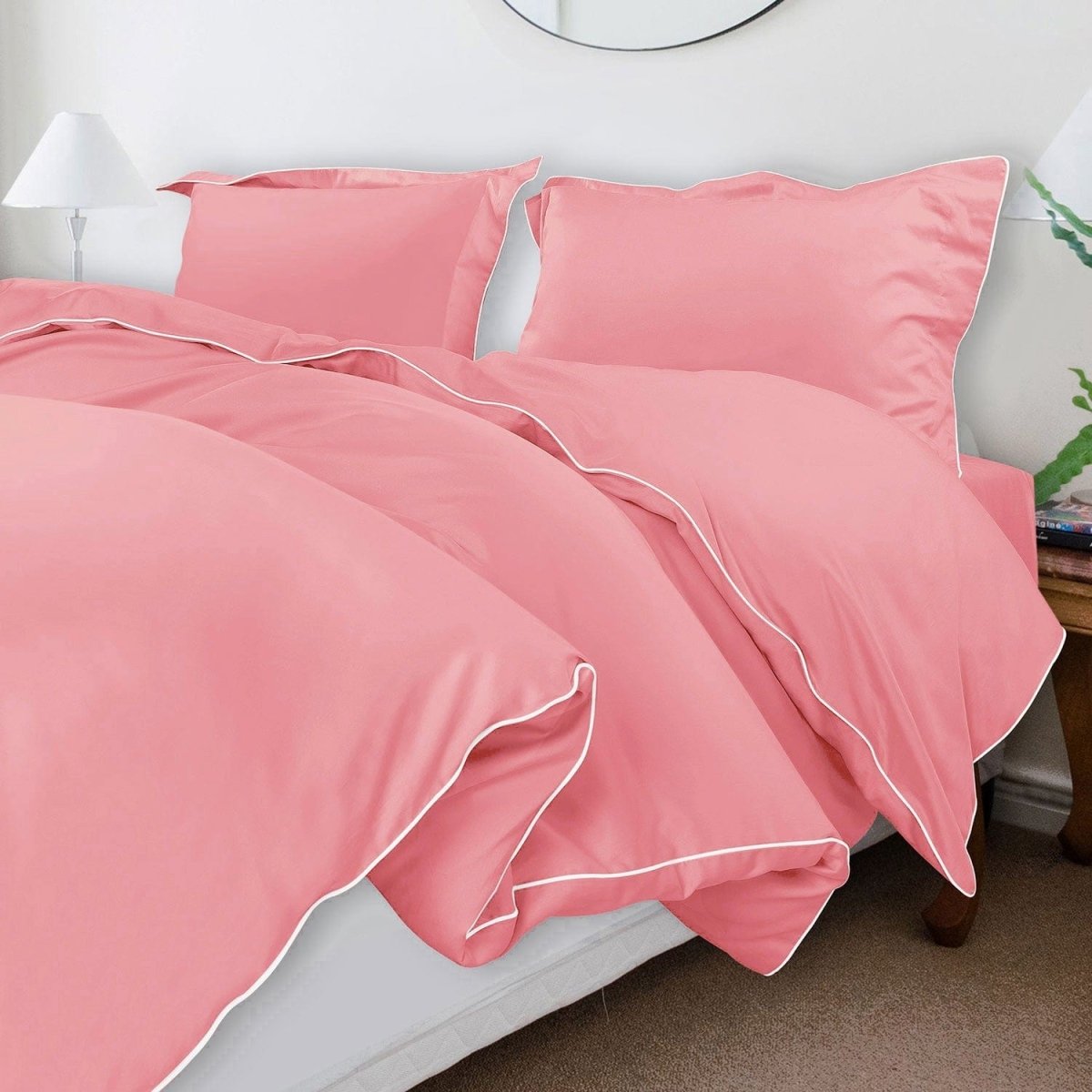 ITALIANEVE – Juego de ropa de cama de algodón 500 TC con funda nórdica y fundas de almohada