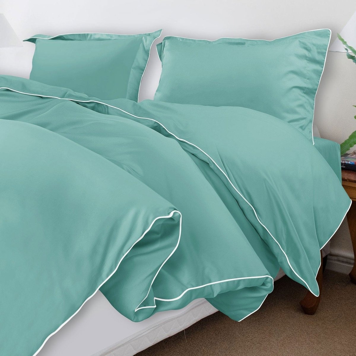 ITALIANEVE – Juego de ropa de cama de algodón 500 TC con funda nórdica y fundas de almohada