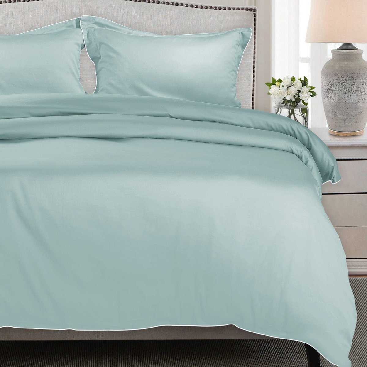 ITALIANEVE – Juego de ropa de cama de algodón 500 TC con funda nórdica y fundas de almohada