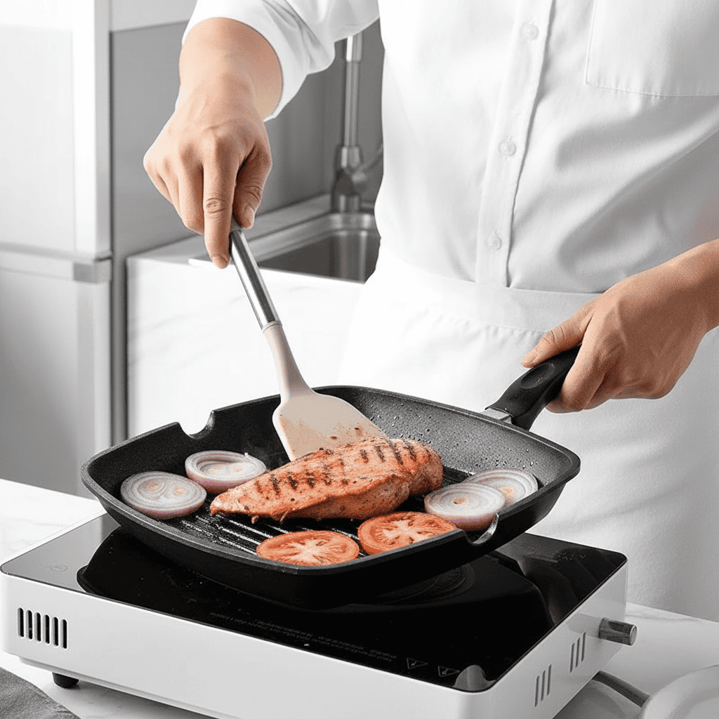 KITCHENORA – Complete Utensil Set with Silicone Heads & Wood-Style Handles