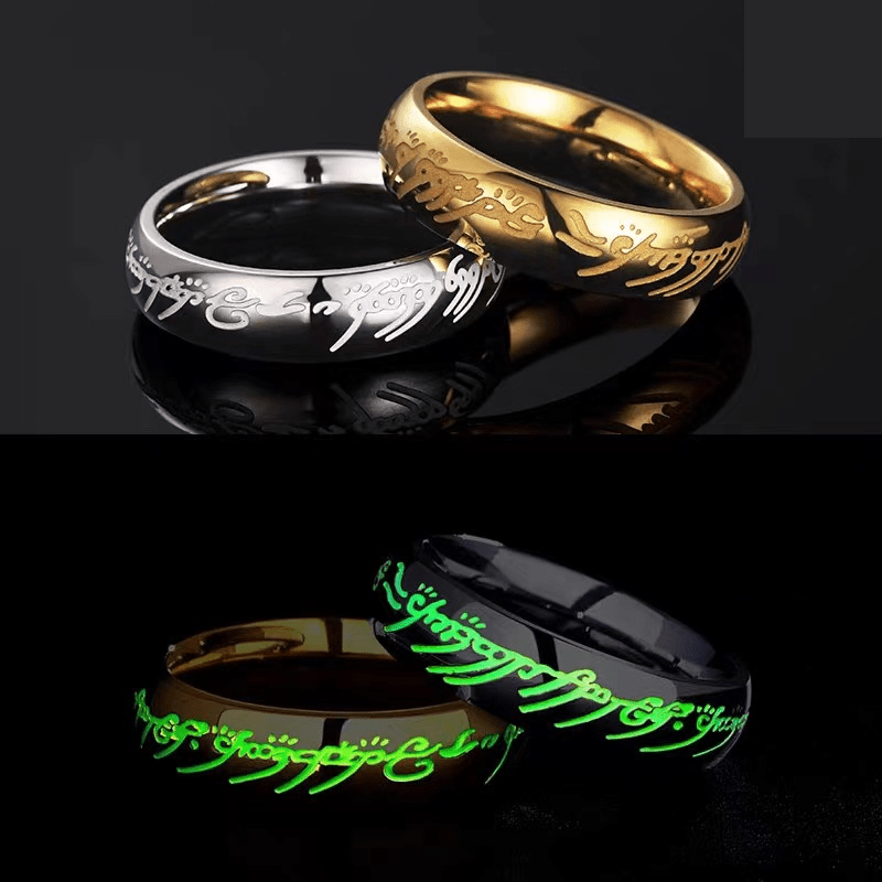 Anillo Grabado Luminoso – Joyería que Brilla en la Oscuridad para Positividad y Felicidad
