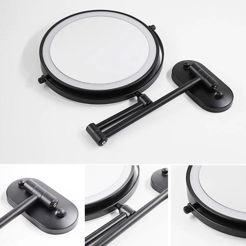 Elegant Black LED Vanity Mirror with 3-Color Touch Control Lighting 6