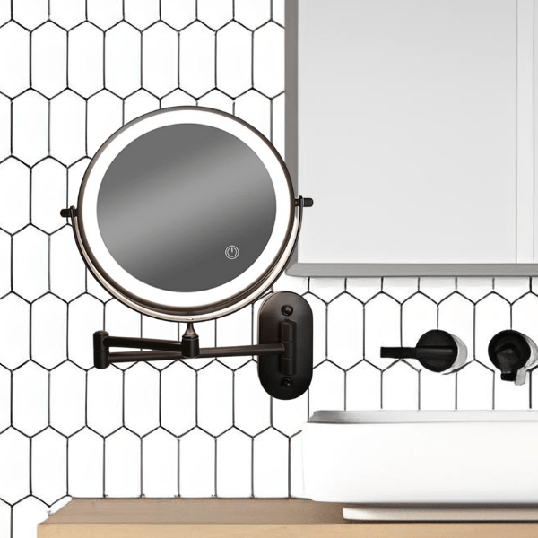 Elegant Black LED Vanity Mirror with 3-Color Touch Control Lighting 3