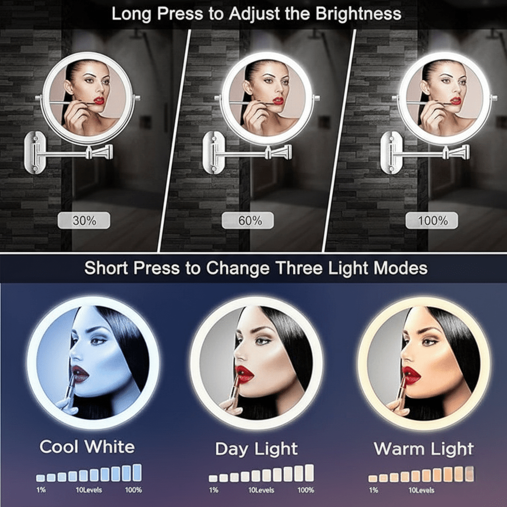 LUMIVIEW – Oplaadbare LED Vergrotende Spiegel met Touchbediening