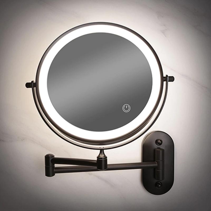 Elegant Black LED Vanity Mirror with 3-Color Touch Control Lighting 0