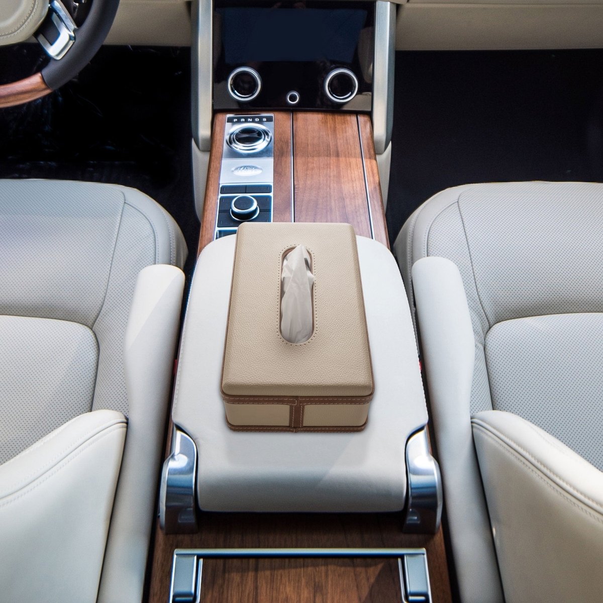 LuxeTiera Leather Tissue Box Holder | Elegant handcrafted leatherite organizer for home, office, and car