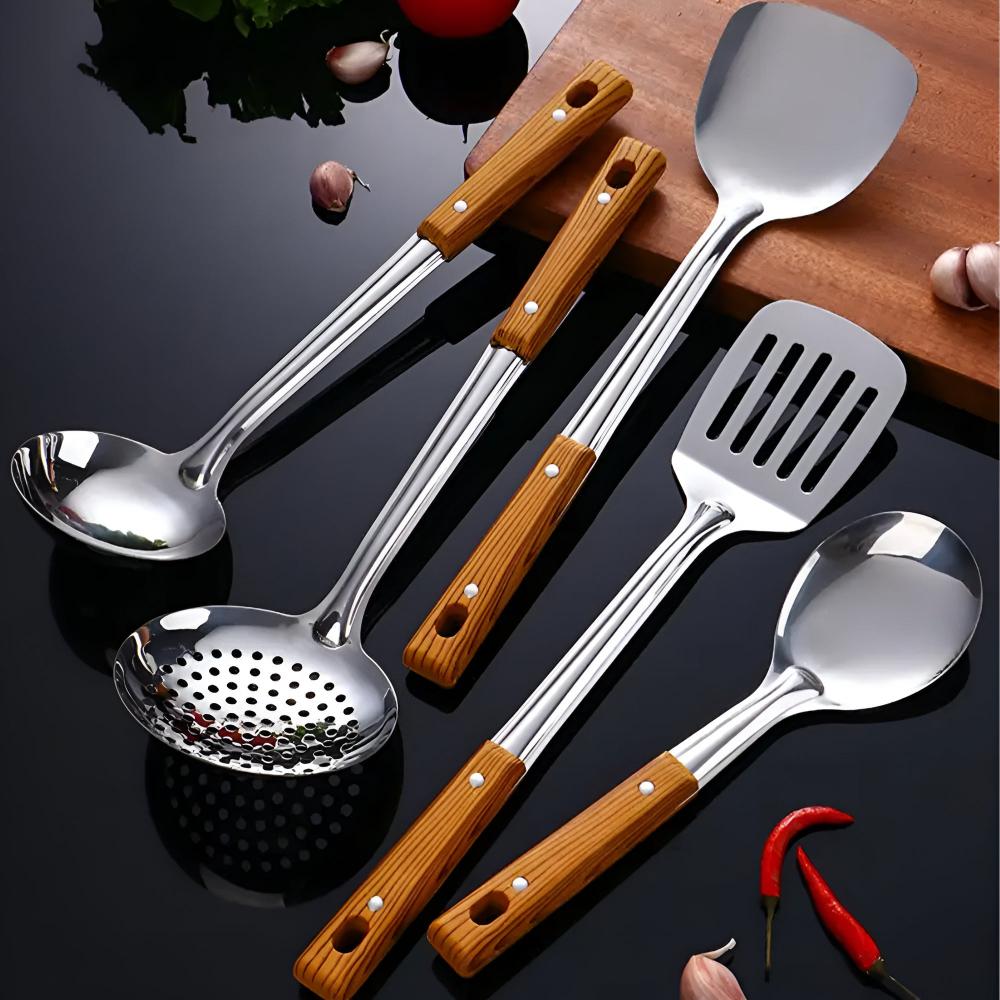 Luxury steel kitchen utensils set - elegant design & durability for stylish cooks-1