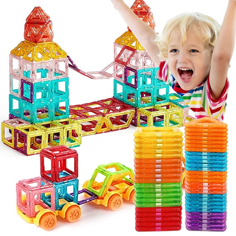 Conjunto Magnabuilder – Blocos de Construção Magnéticos para Crianças para Estimular a Criatividade e a Aprendizagem STEM