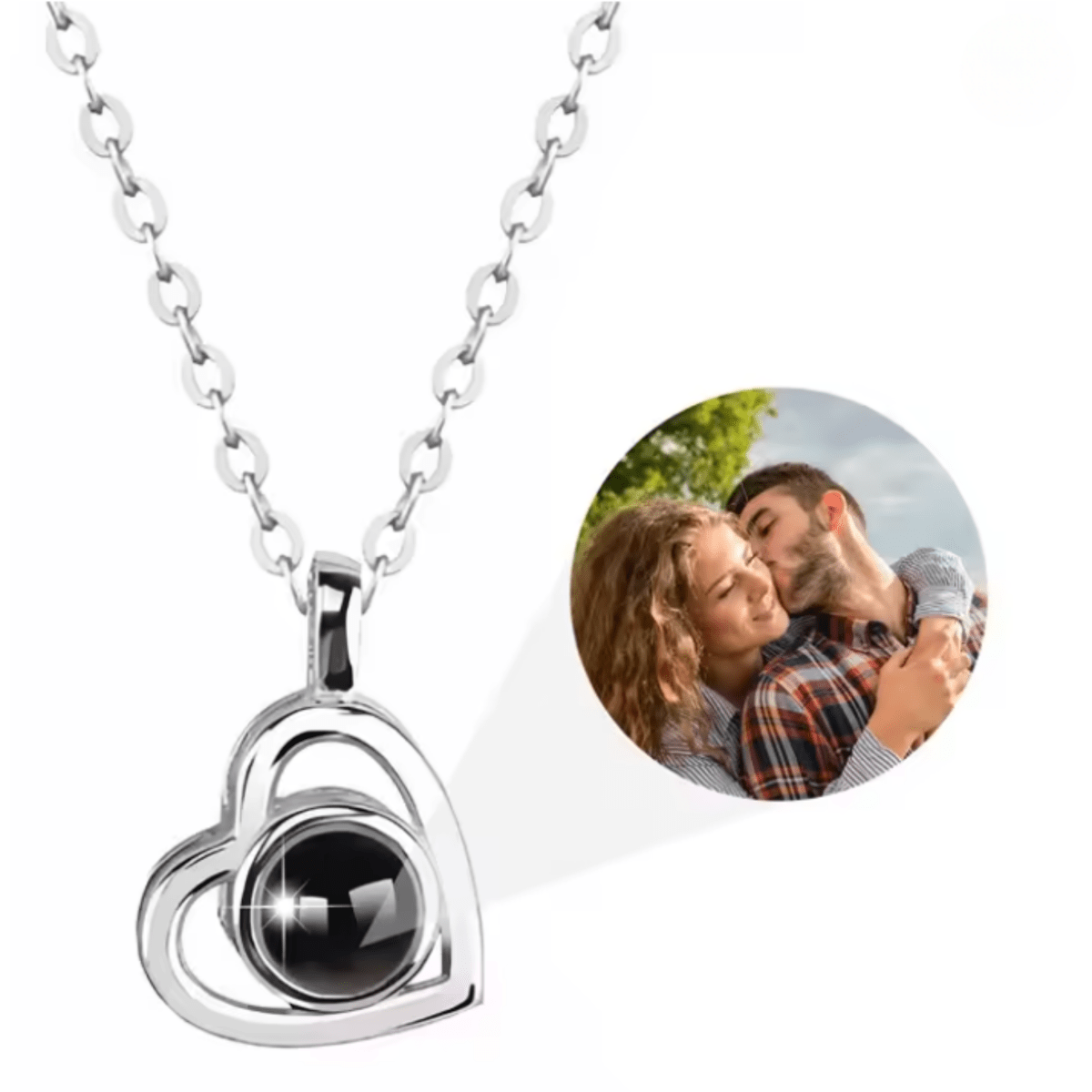 MEMORIA – Collar personalizado con proyección de foto y colgante en forma de corazón
