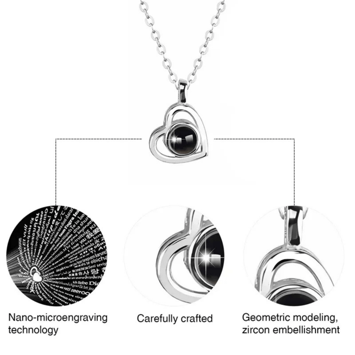 MEMORIA – Collar personalizado con proyección de foto y colgante en forma de corazón