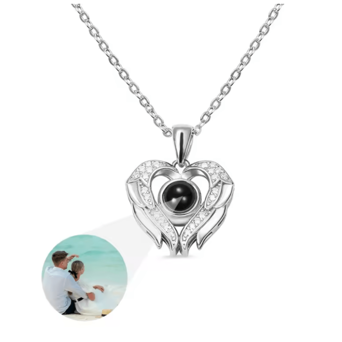MEMORIA – Collar personalizado con proyección de foto y colgante en forma de corazón
