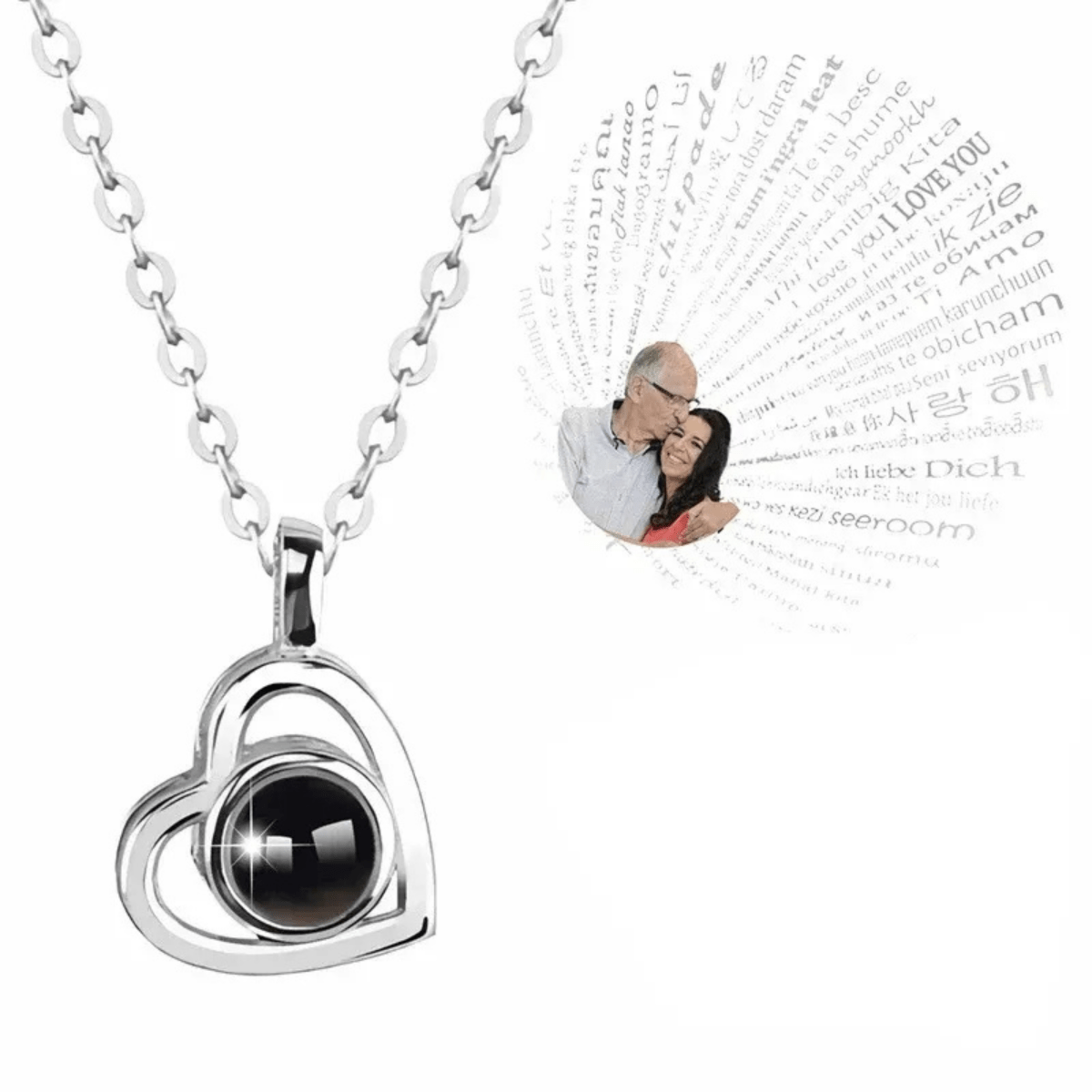 MEMORIA – Collar personalizado con proyección de foto y colgante en forma de corazón
