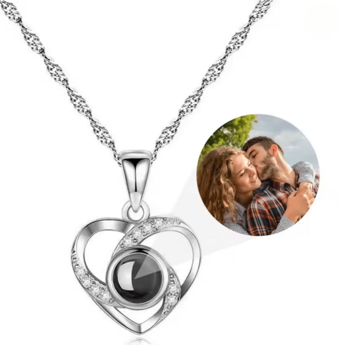 MEMORIA – Collar personalizado con proyección de foto y colgante en forma de corazón