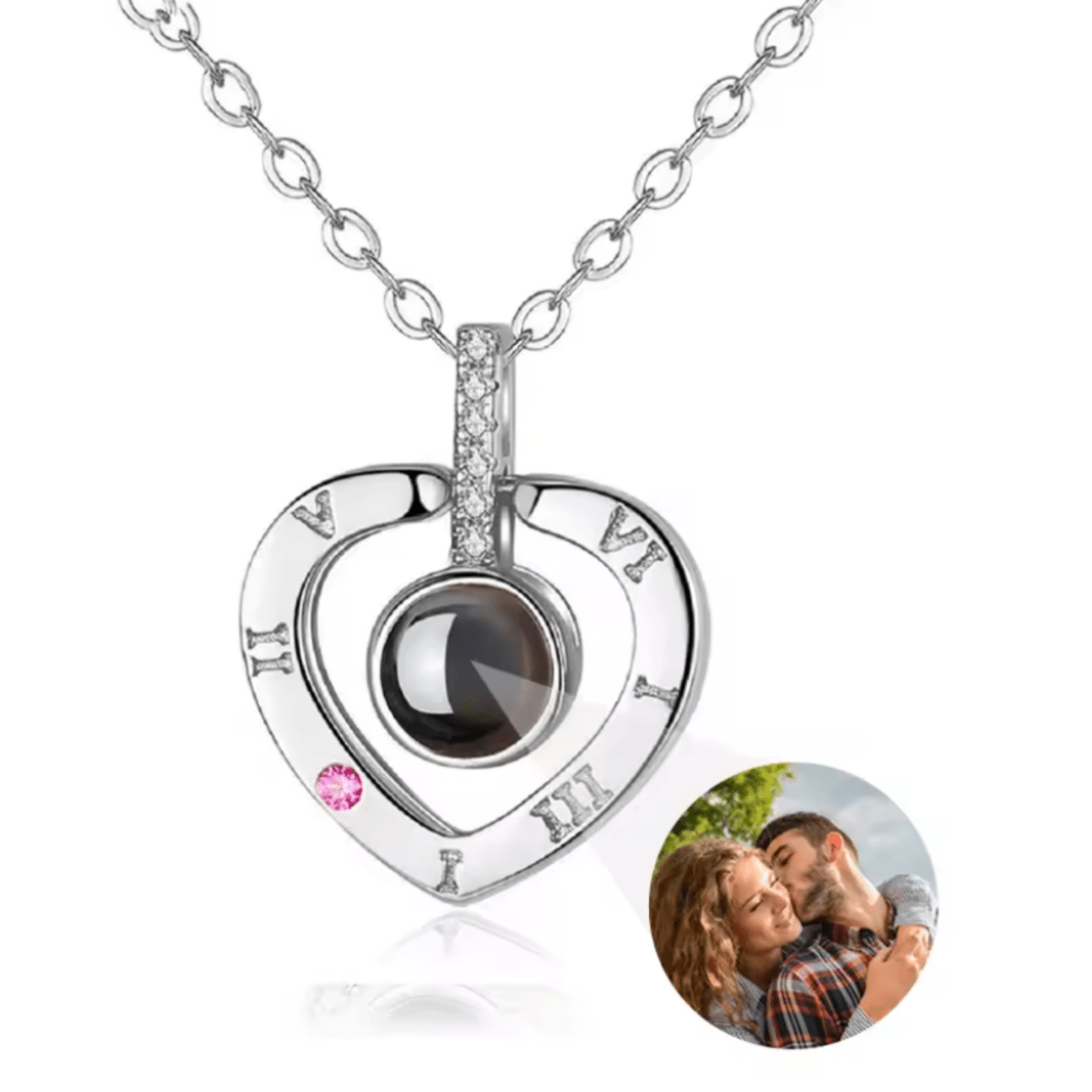 MEMORIA – Collar personalizado con proyección de foto y colgante en forma de corazón