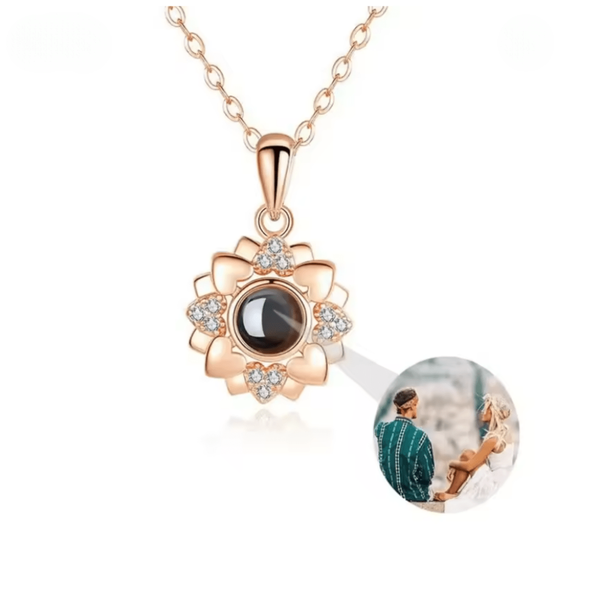MEMORIA – Collar personalizado con proyección de foto y colgante en forma de corazón