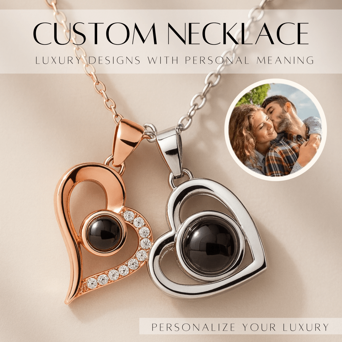 MEMORIA – Collar personalizado con proyección de foto y colgante en forma de corazón