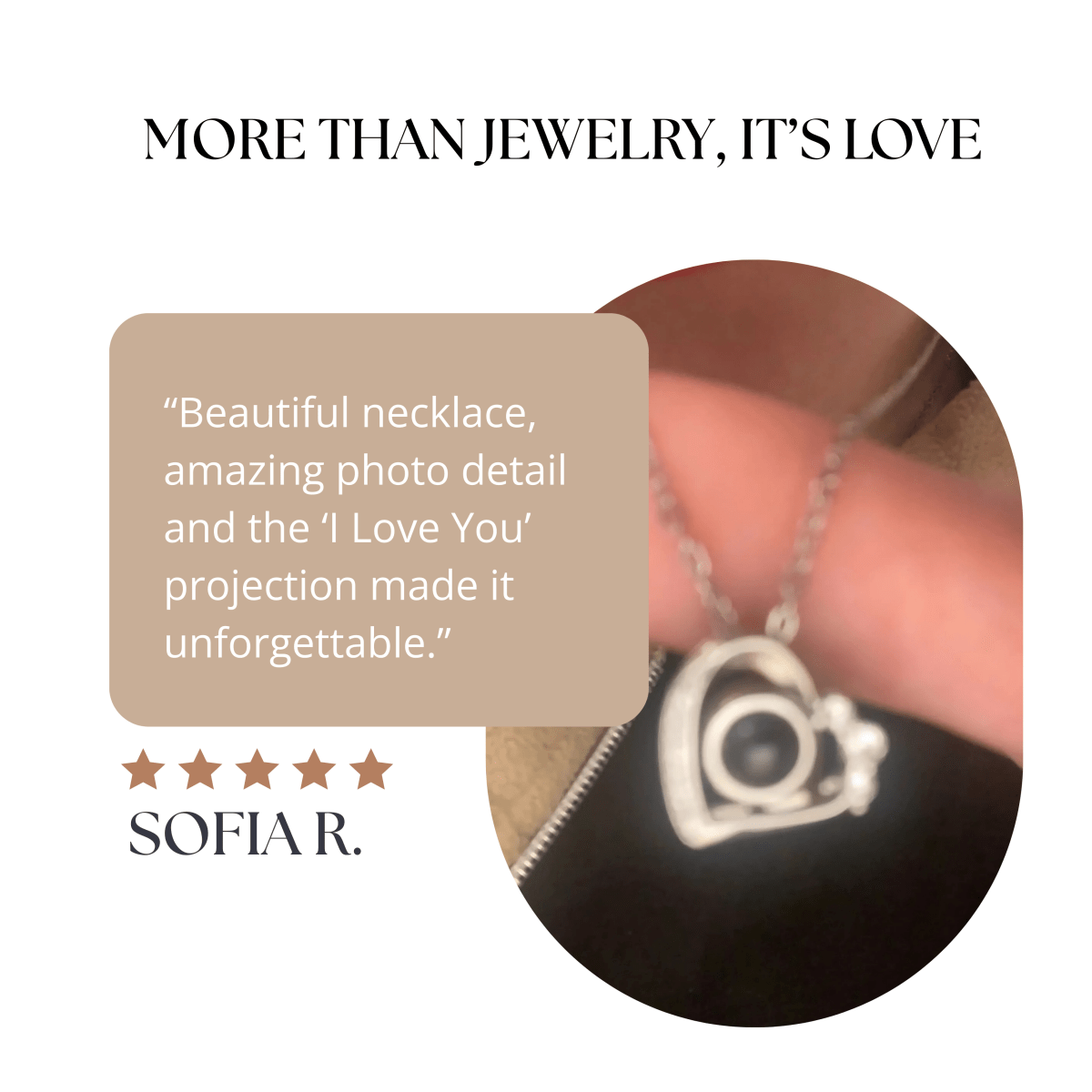 MEMORIA – Collar personalizado con proyección de foto y colgante en forma de corazón