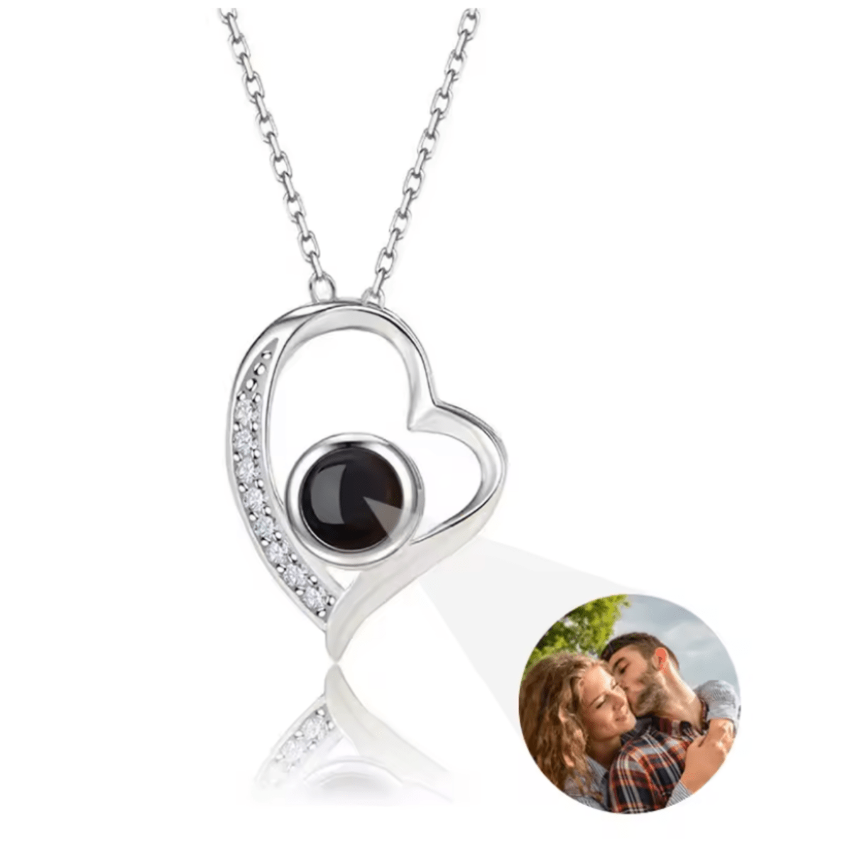 MEMORIA – Collar personalizado con proyección de foto y colgante en forma de corazón