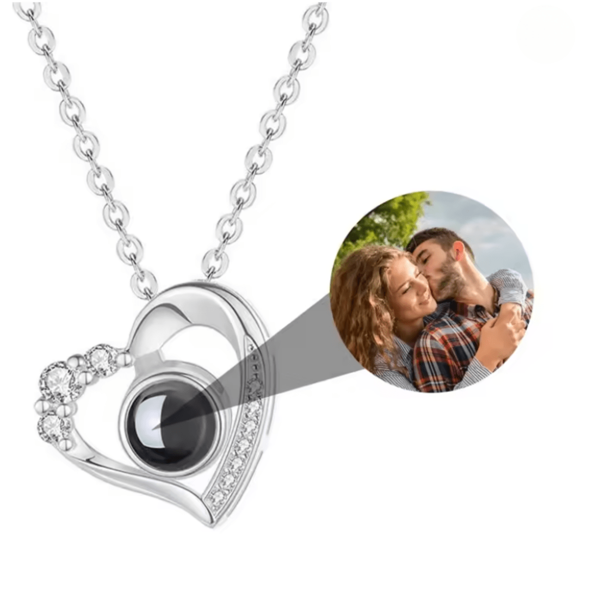 MEMORIA – Collar personalizado con proyección de foto y colgante en forma de corazón