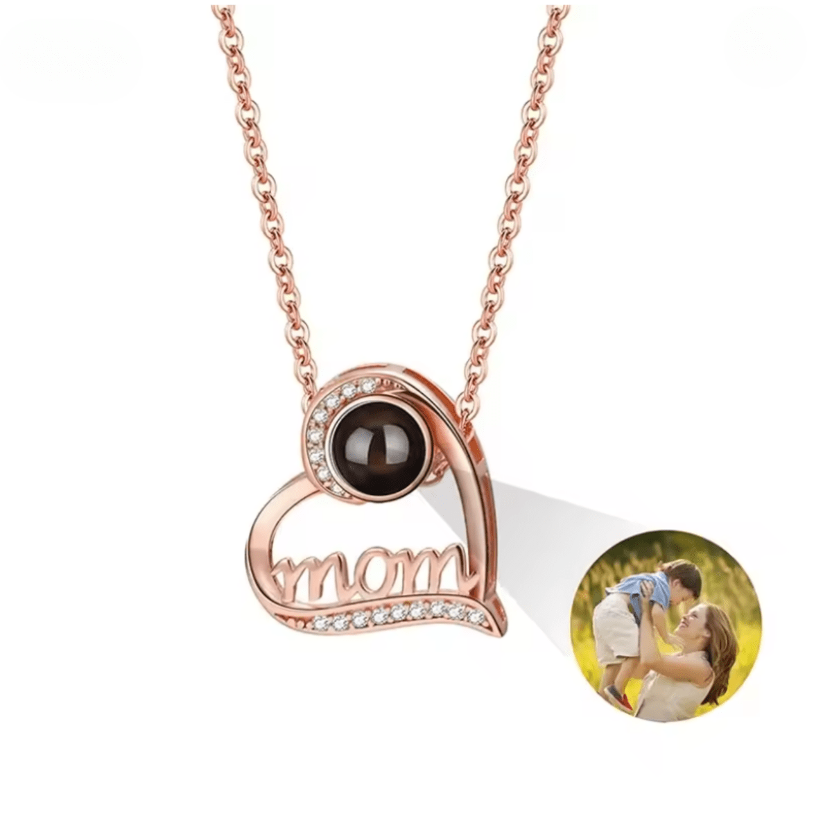 MEMORIA – Collar personalizado con proyección de foto y colgante en forma de corazón