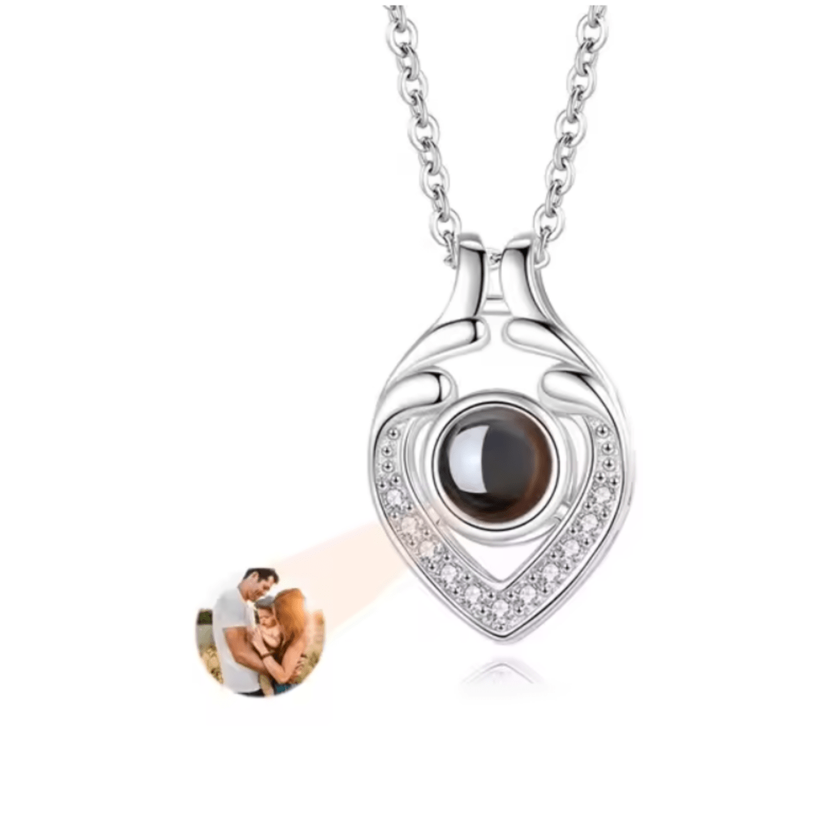 MEMORIA – Collar personalizado con proyección de foto y colgante en forma de corazón