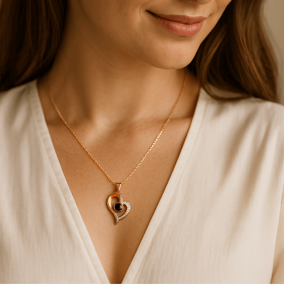 MEMORIA – Collar personalizado con proyección de foto y colgante en forma de corazón