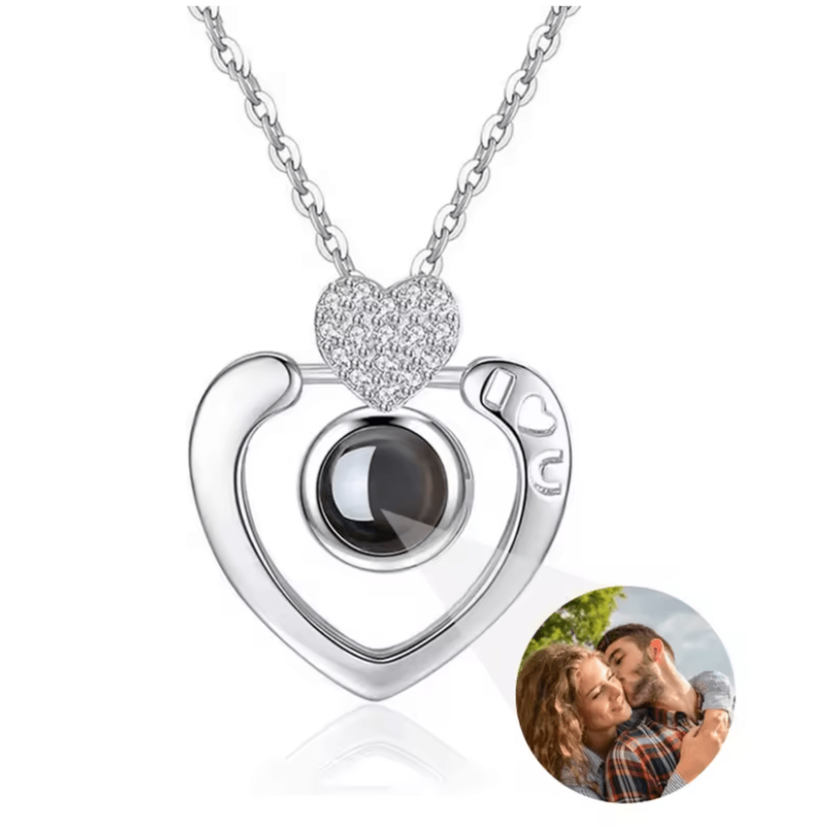 MEMORIA – Collar personalizado con proyección de foto y colgante en forma de corazón