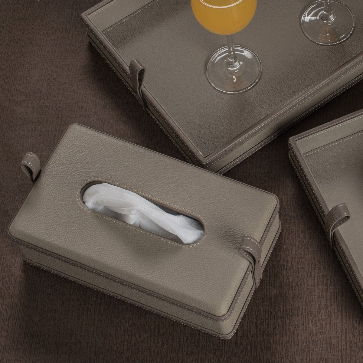 Modèra Premium Leatherite Taschentuchbox | Stilvoller und langlebiger Taschentuchorganizer für moderne Räume