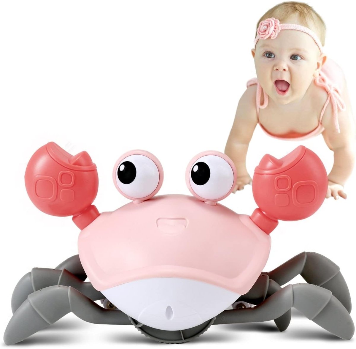 Moveecrab Crawling Toy - Interaktives Babyspielzeug mit Musik, Licht und Bewegungssensor