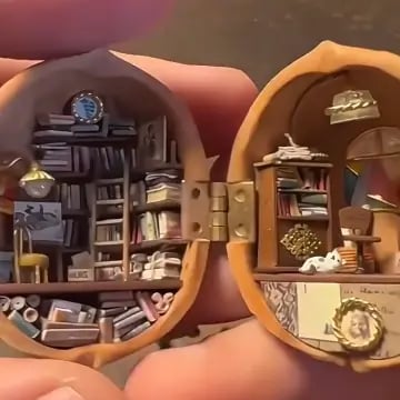 NATUREHAVEN – Handgemaakte poppenhuis van walnotenschil voor unieke miniatuurdecoratie