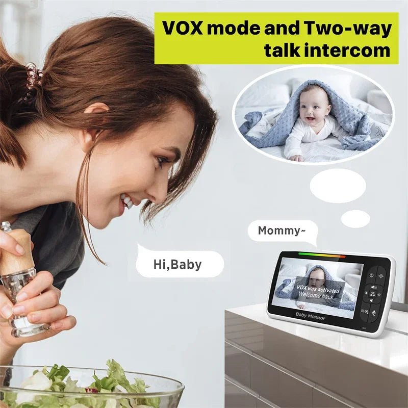 Nightrix – 5-Zoll Video-Babyphone mit schwenkbarer, neigbarer und zoombarer Kamera