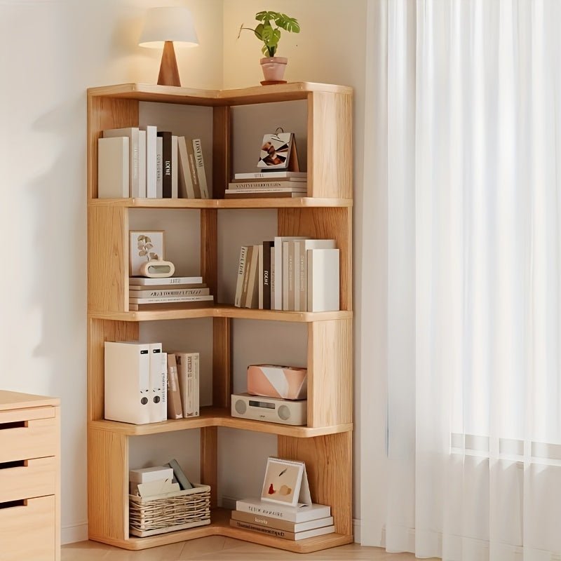 CornerWood - Solid Wood Corner Cabinet with Angled Shelves for Space Saving 1