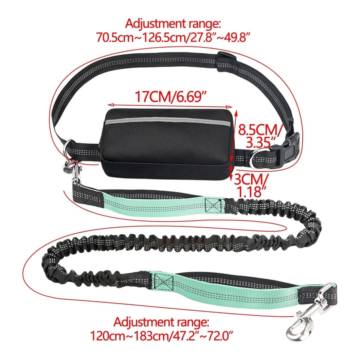 Hands-Free Bungee Dog Leash - Adjustable Length, Shock-Absorbing, Padded Handles 1