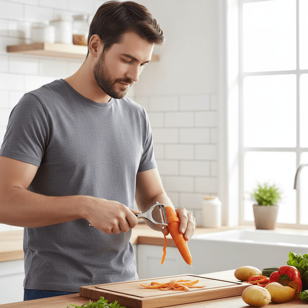 PeelMate Pro – Pelador de acero inoxidable cómodo y antideslizante para una preparación sin esfuerzo
