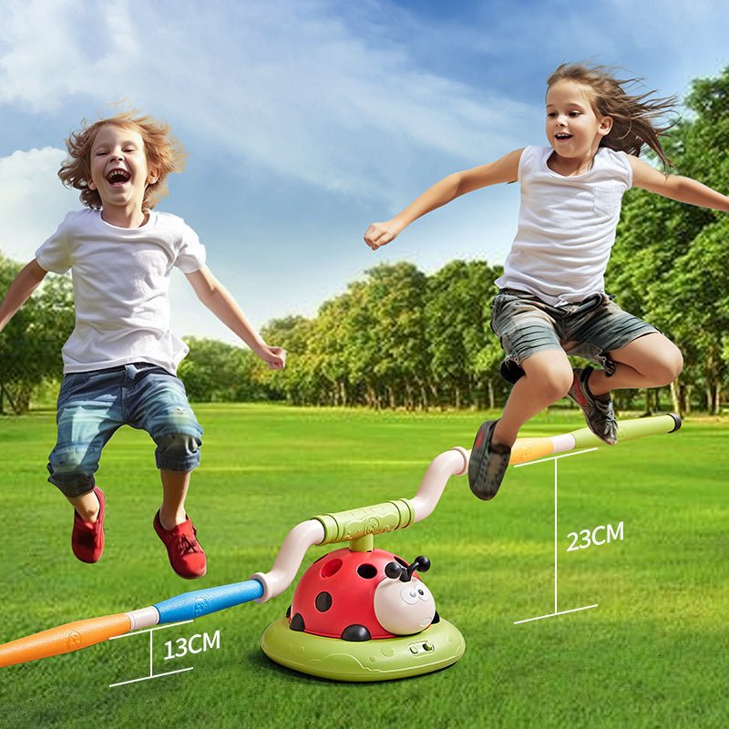 PlayMax – conjunto de jogos 3 em 1 para interior e exterior com corda de saltar, lançamento de argolas e foguete
