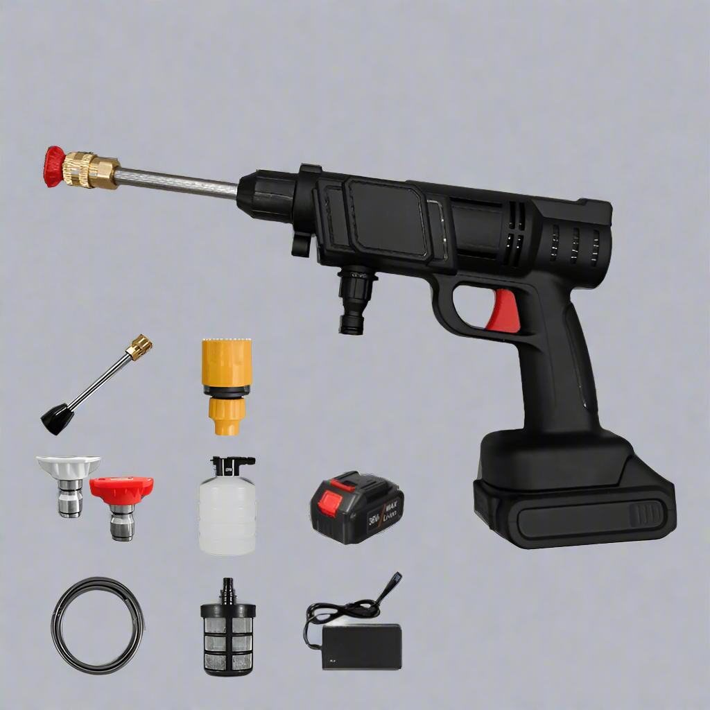 Portable Electric High-Pressure Cleaner with Foam Bottle and Dual Nozzles – Efficient 5m Hose for Deep Cleaning-2